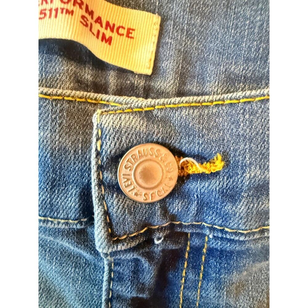 Levi's Jean Shorts Girls 14 Blue Denim 511 Performance Slim Red Tab High Waisted - Picture 3 of 15